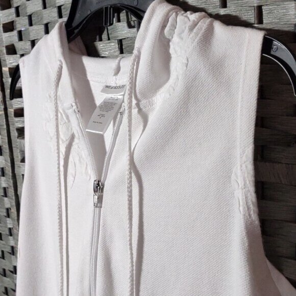 Lovely Whereabouts Swim Cover Up Hooded Sleeveless Dress White Medium zippered - Picture 2 of 16